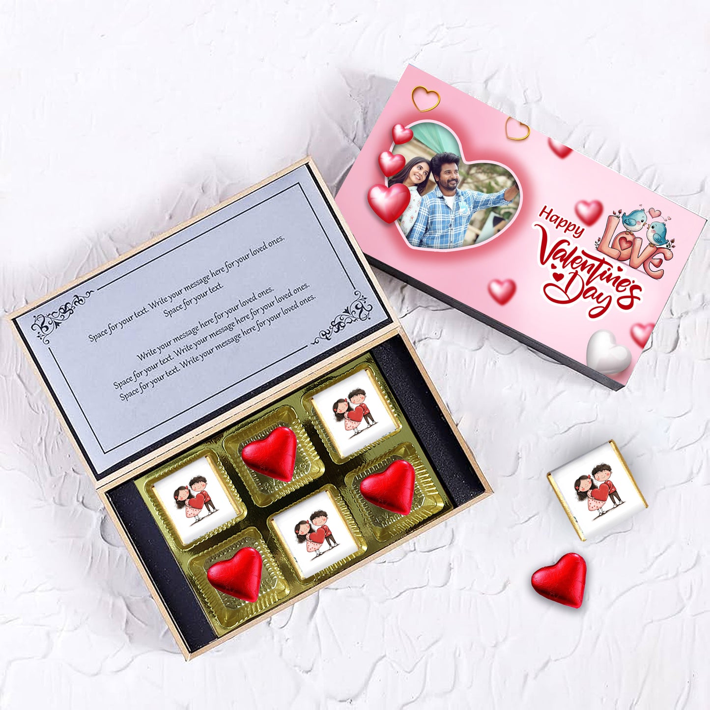Best Valentine's Day Gift (With Text & Heart Shaped Wrapped Chocolates)