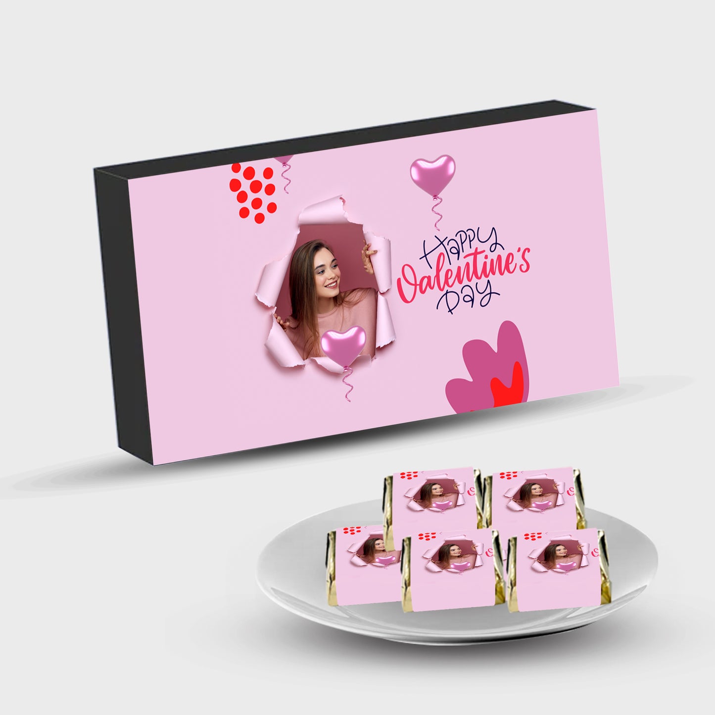 Special Valentine Gift Chocolate Box - Personalised Photo and Name (with Wrapped Chocolates)