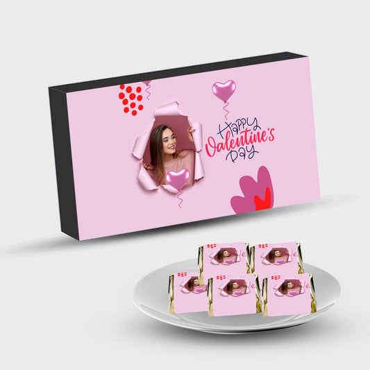 Special Valentine Gift Chocolate Box - Personalised Photo and Name (with Wrapped Chocolates)