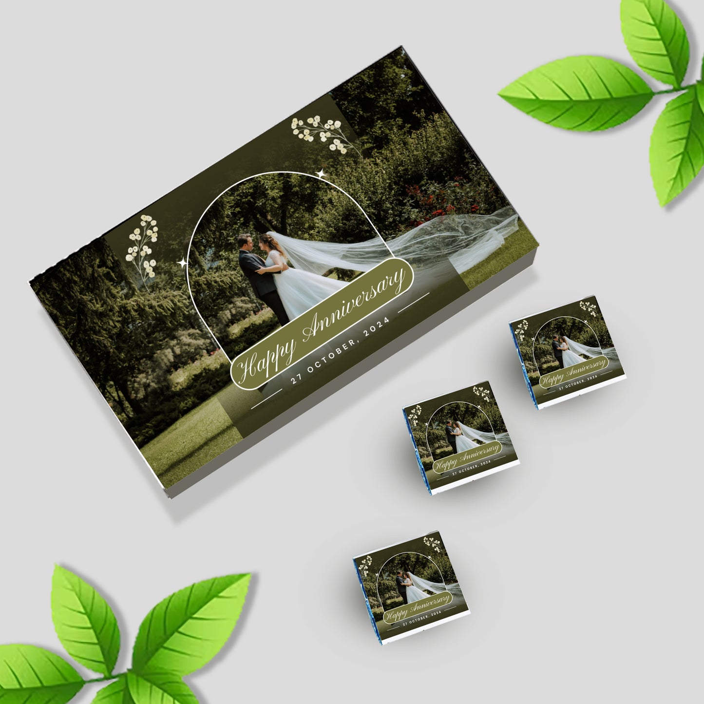 Anniversary Gift Photo on Chocolates (with Wrapped Chocolates)