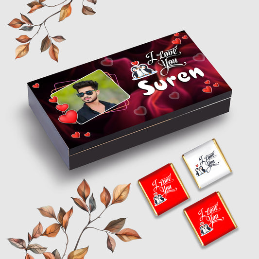 I Love You Personalized Chocolates Box (With Text  Wrapped Chocolates)