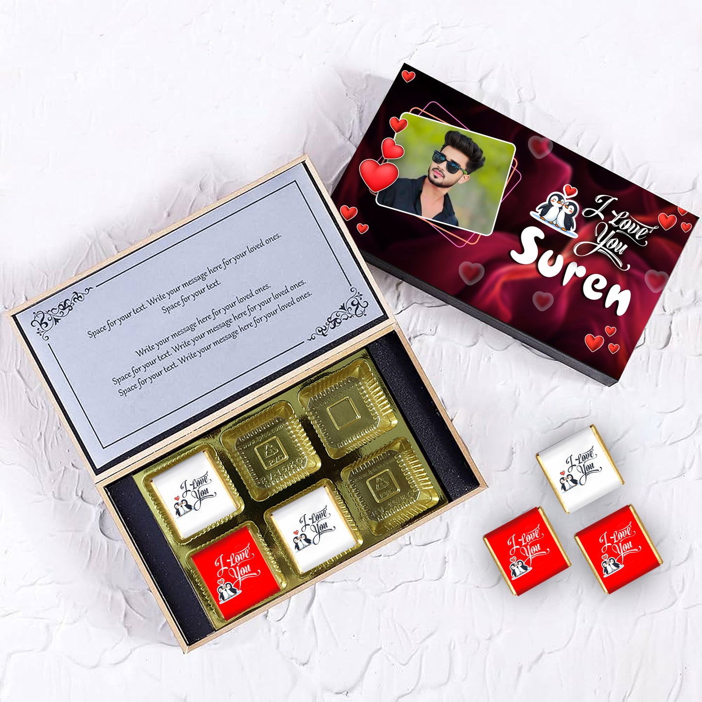 I Love You Personalized Chocolates Box (With Text  Wrapped Chocolates)