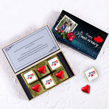 Personalized Anniversary Gift (With Text & Heart Shaped Wrapped Chocolates)