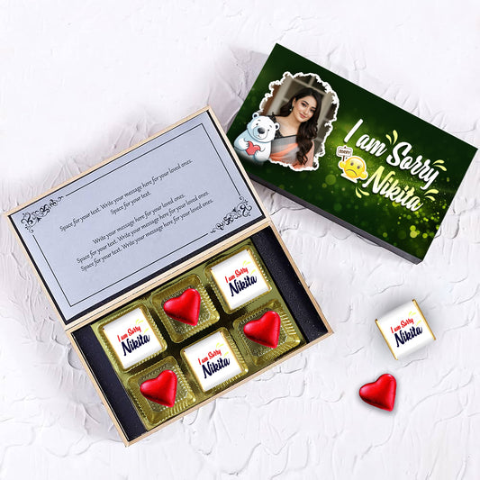 I am Sorry Personalized Chocolates Box (With Text & Heart Shaped Wrapped Chocolates)