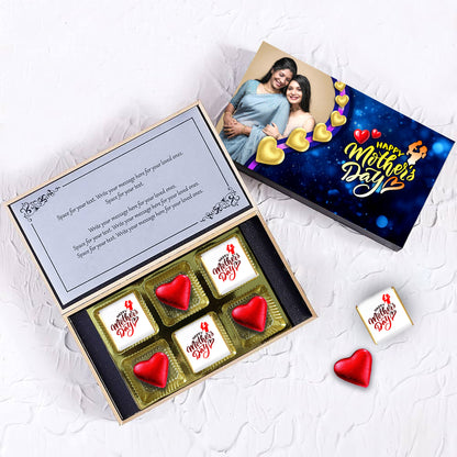 Personalized Mother's Day Gift (With Text & Heart Shaped Wrapped Chocolates)