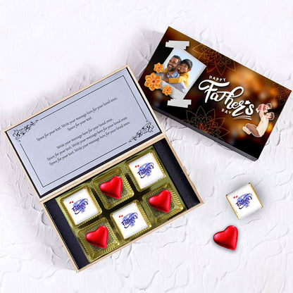 Personalized Father's day (With Text & Heart Shaped Wrapped Chocolates)