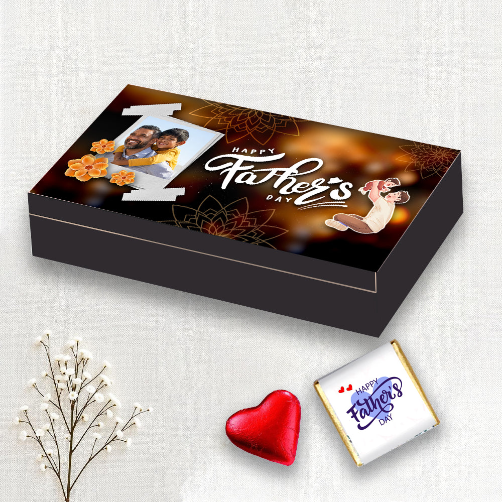 Personalized Father's day (With Text & Heart Shaped Wrapped Chocolates)