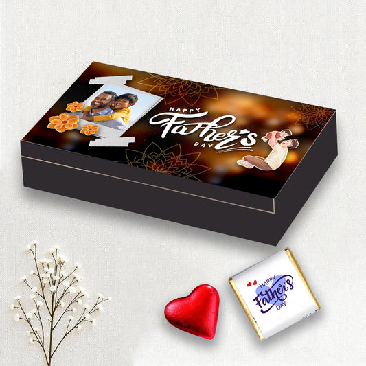 Personalized Father's day (With Text & Heart Shaped Wrapped Chocolates)