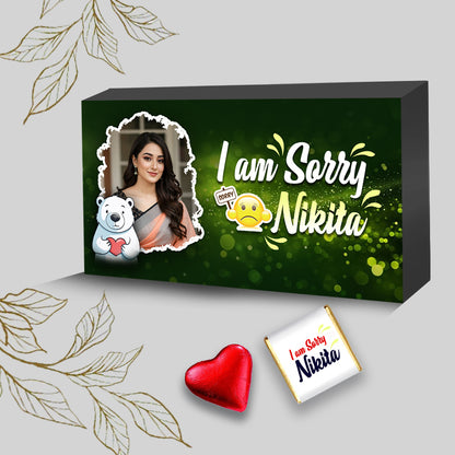 I am Sorry Personalized Chocolates Box (With Text & Heart Shaped Wrapped Chocolates)