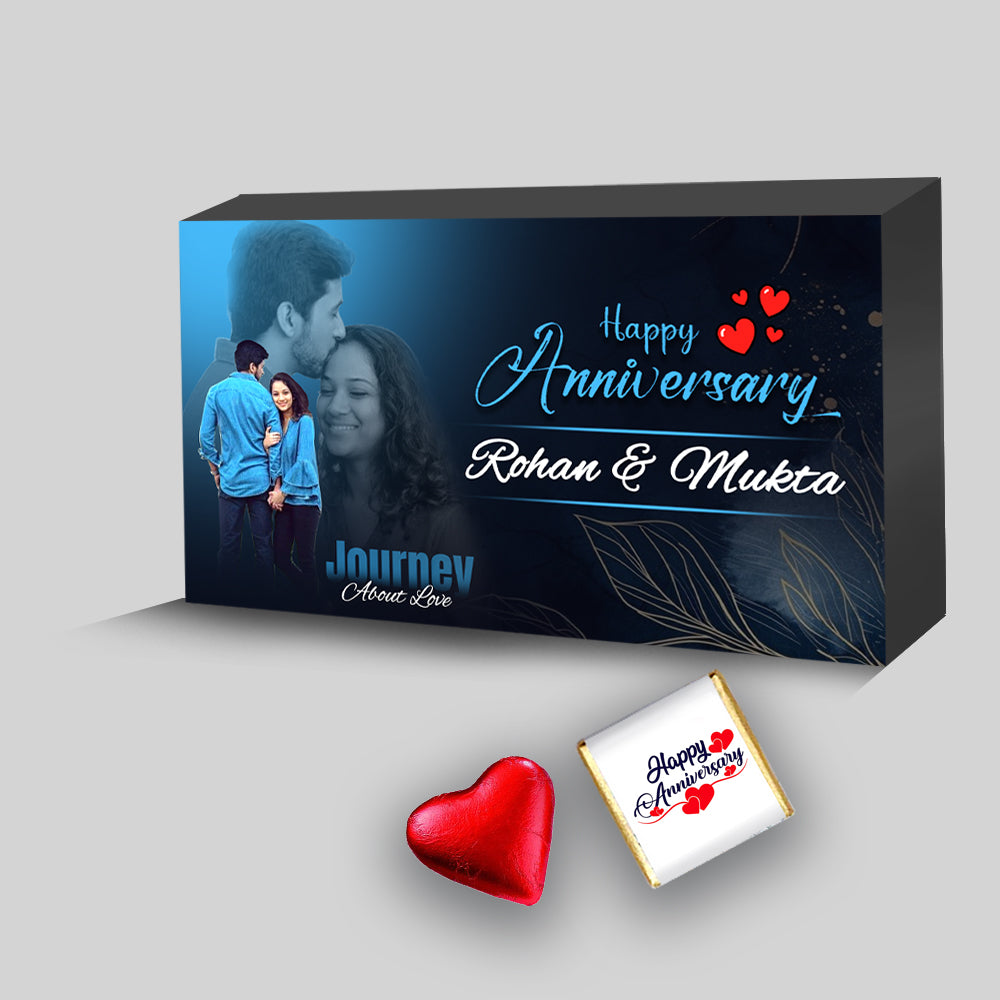 Beautiful Personalized Anniversary Gift (With Text & Heart Shaped Wrapped Chocolates)