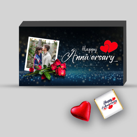 Personalized Anniversary Gift (With Text & Heart Shaped Wrapped Chocolates)
