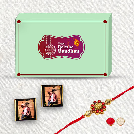Celebrate Raksha Bandhan with a Personalized Gift(With Photo Wrapped Chocolates and Rakhi)