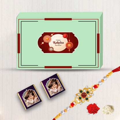 Perfect Rakhi Gift for Your Brother(With Photo Wrapped Chocolates and Rakhi)